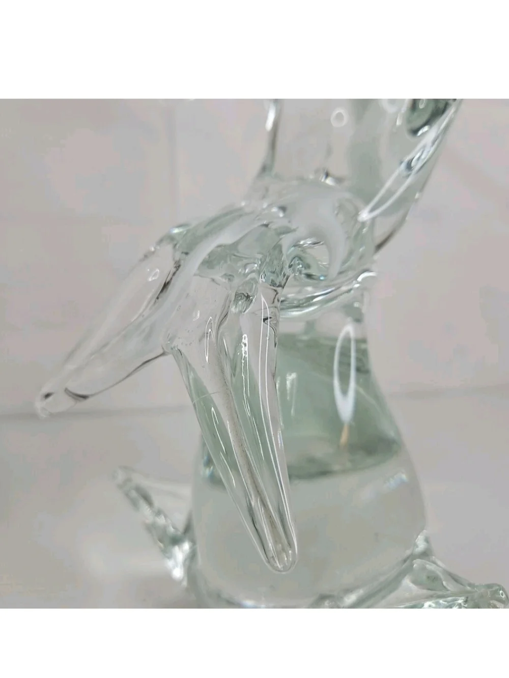 Clear Glass Dolphin Figurine - Decorative Aquarium Accent